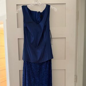 MARINA Royal Blue Sleeveless Full Length Dress